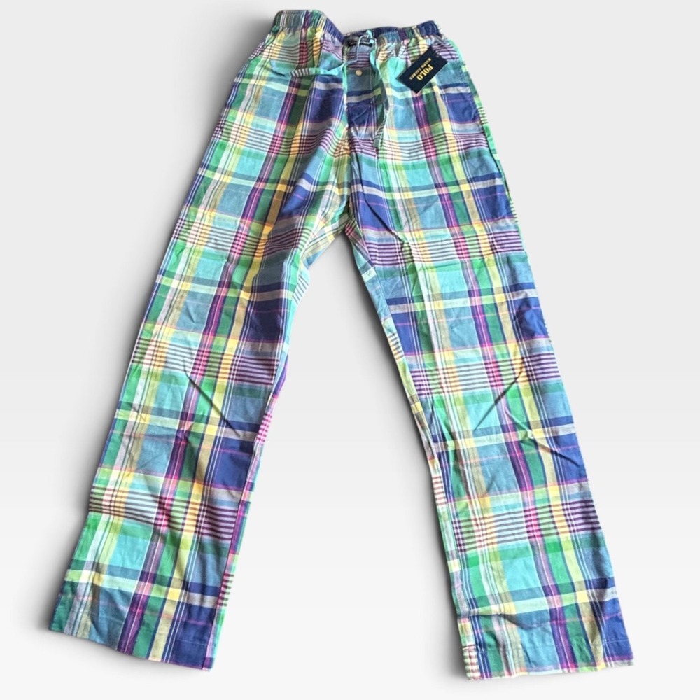 Polo Ralph Lauren Mens Madras Plaid Pajama Pants Multicolor Cotton Sleepwear S